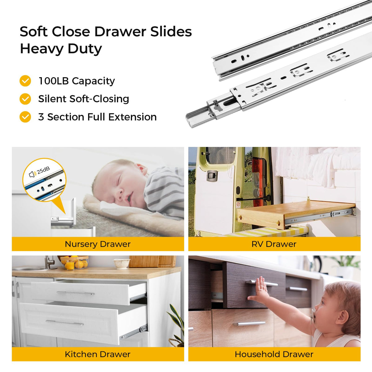 Goldenwarm soft-close protects little fingers with gentle closure.