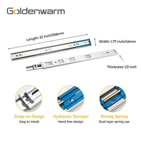 Goldenwarm full-extension ball-bearing glide offers complete drawer access.