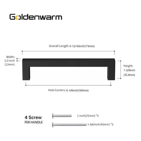 Goldenwarm flat-face drawer pulls in matte black for dressers