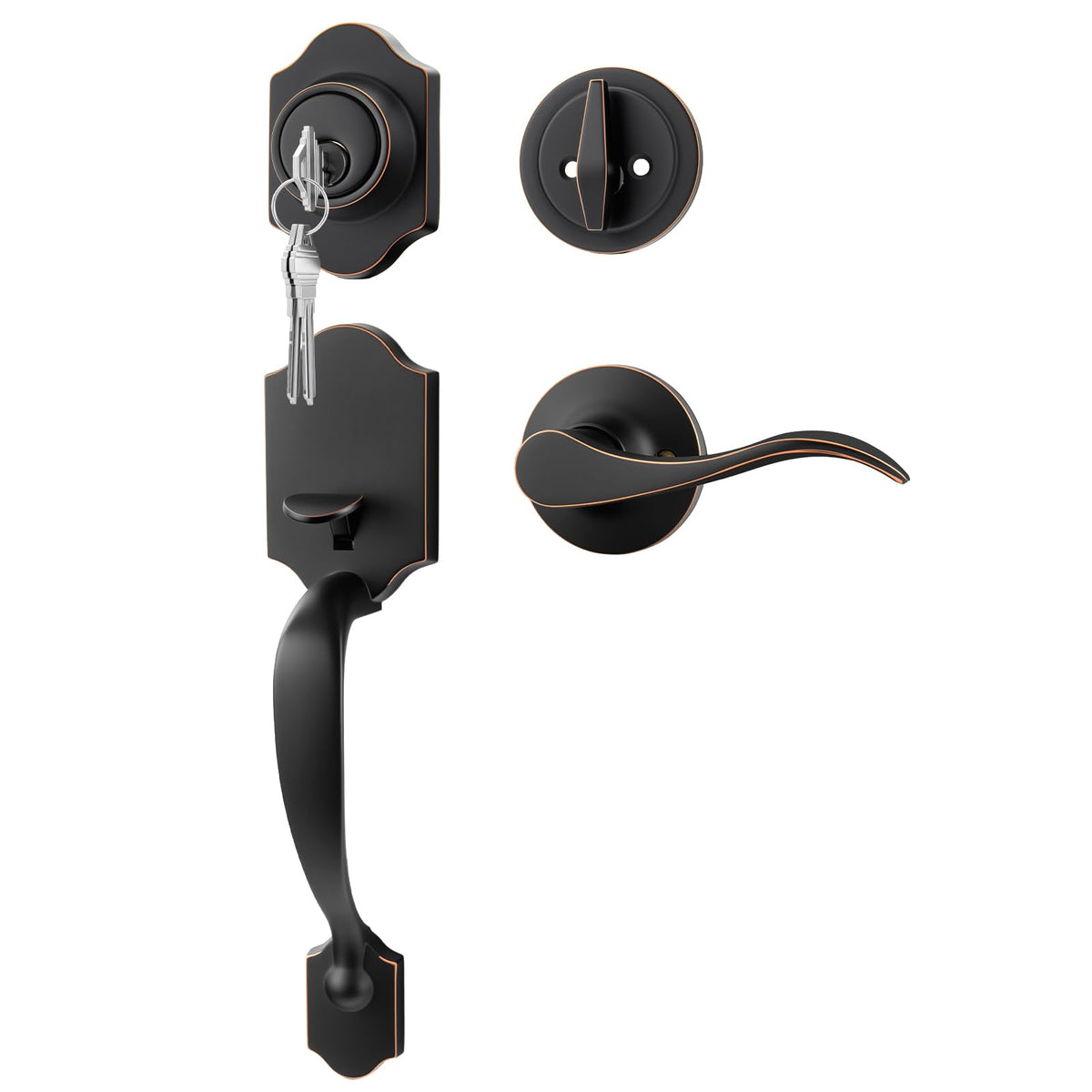 Goldenwarm front door lock set bronze hardware package for durable exterior protection