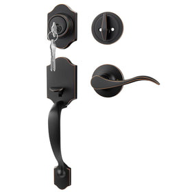 Goldenwarm front door lock set bronze hardware package for durable exterior protection