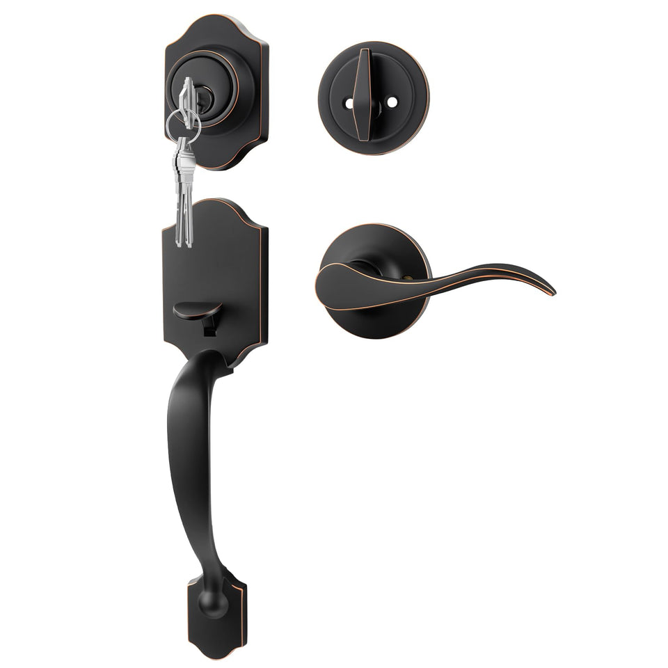 Goldenwarm front door lock set bronze hardware package for durable exterior protection