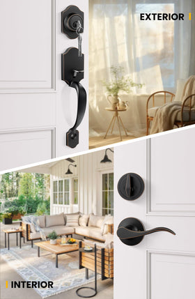 Goldenwarm exterior handle and deadbolt in oil-rubbed bronze for secure entry