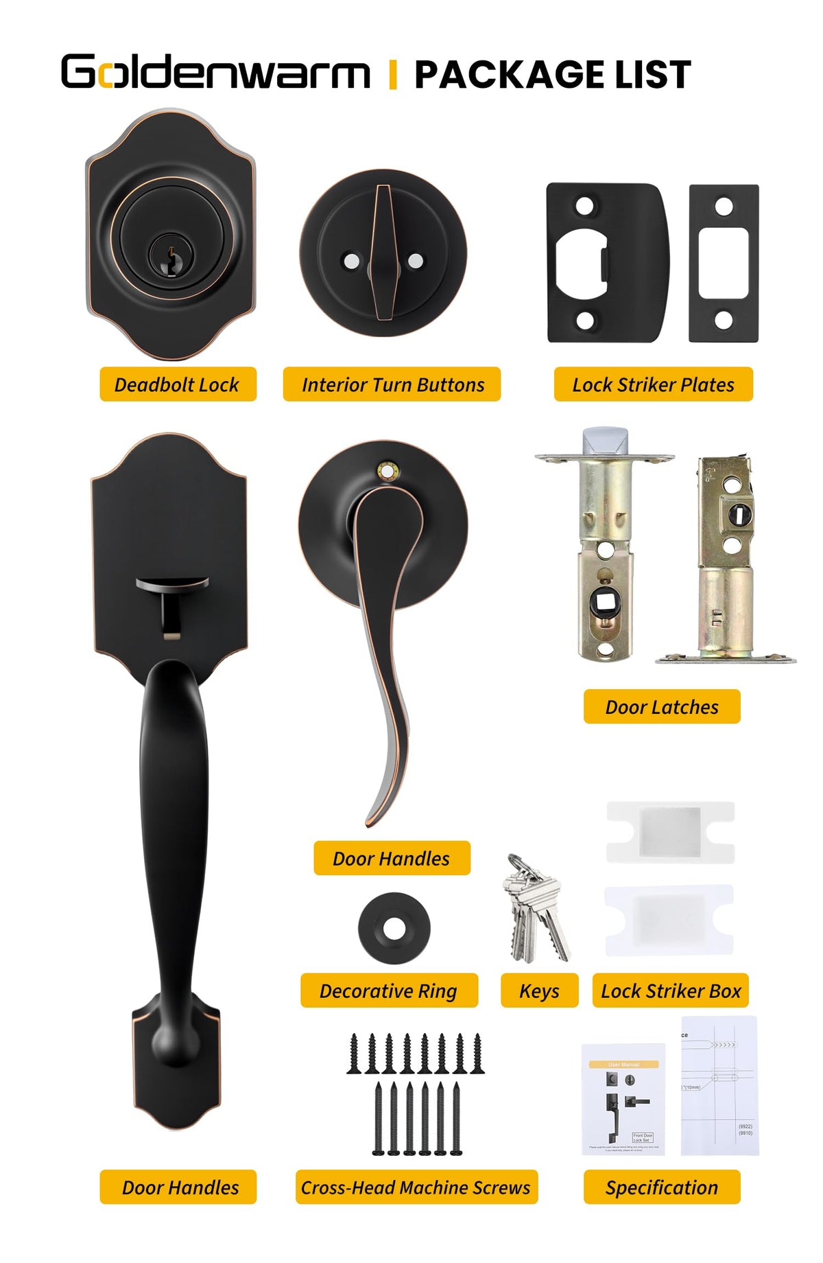 Goldenwarm reversible lever direction supports left or right handed doors