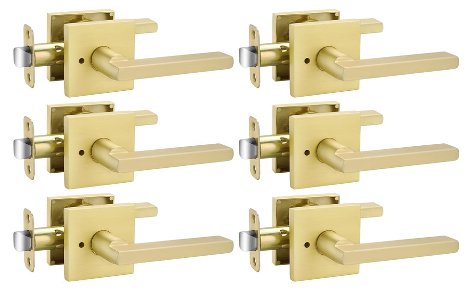 Goldenwarm gold door handle set in brushed finish for interior privacy