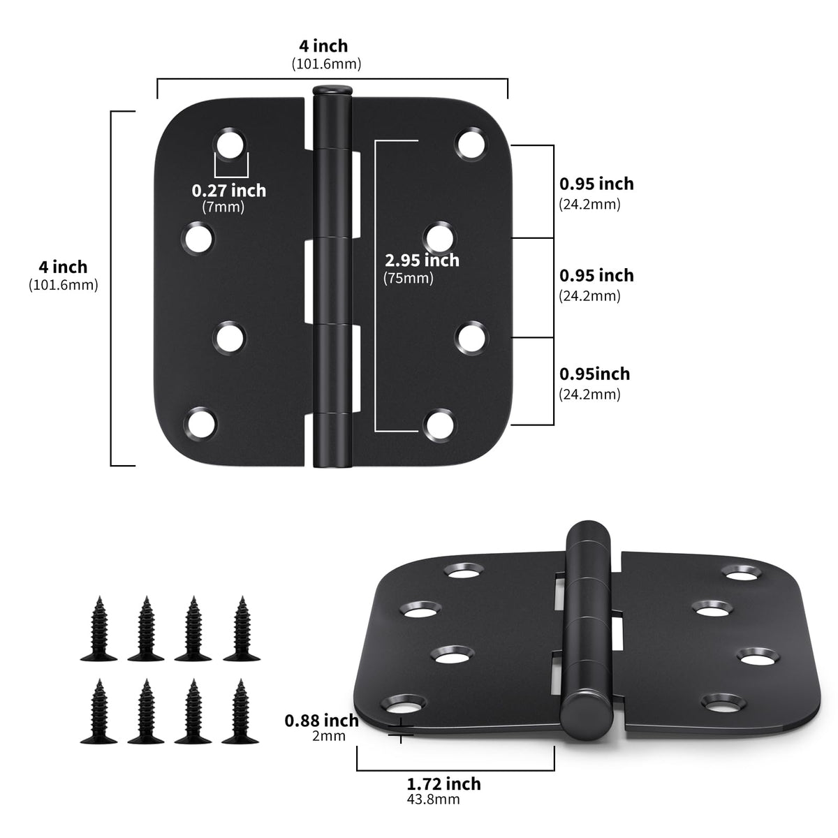 Goldenwarm heavy-duty iron hinges with 24 screws for secure mounting.