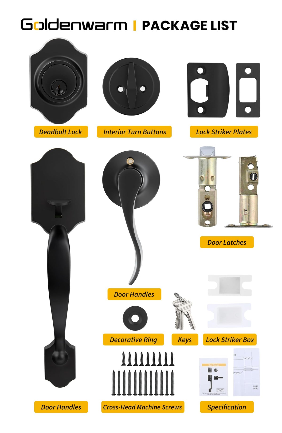 Goldenwarm heavy-duty zinc alloy hardware resists daily wear and tear.