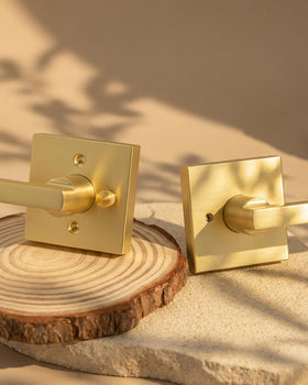 Goldenwarm privacy door lever close-up highlighting durable finish and style