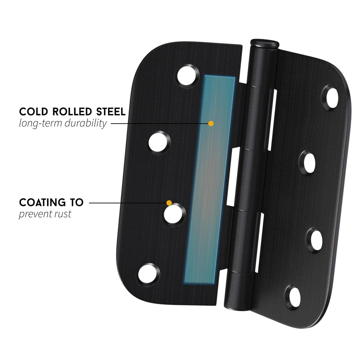 Goldenwarm iron hinge demonstrates solid construction for long-lasting use.