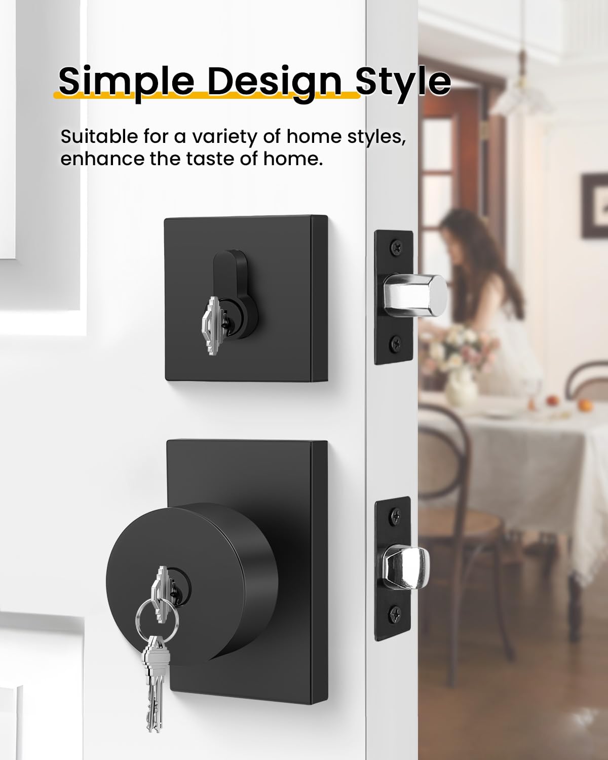 Goldenwarm matte black deadbolt close-up highlights durable metal construction