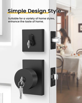 Goldenwarm matte black deadbolt close-up highlights durable metal construction
