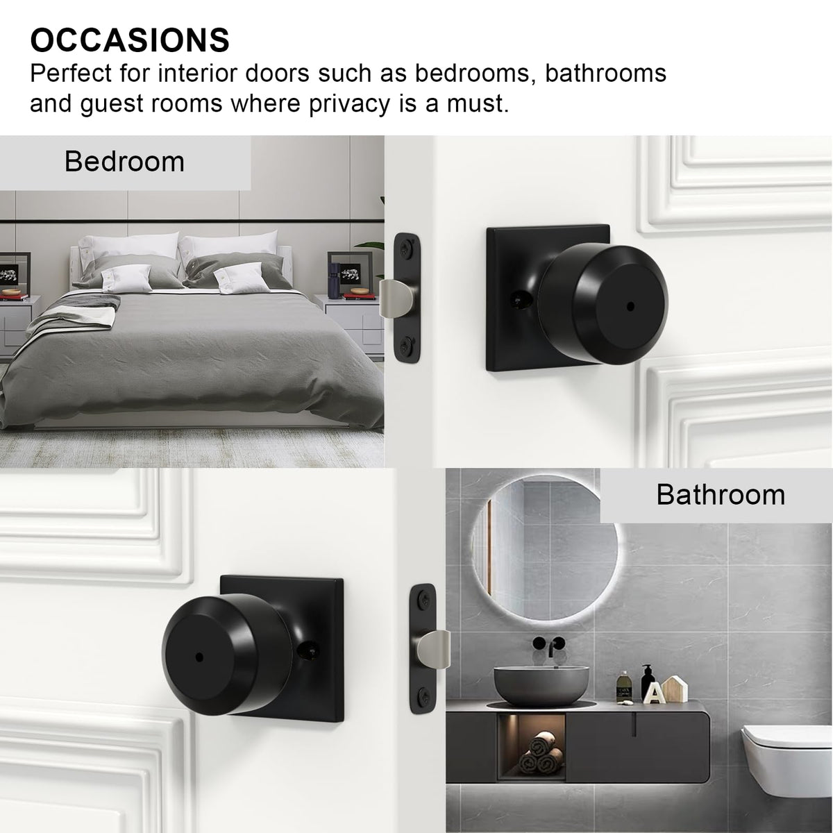 Goldenwarm matte black bathroom door knob combines easy use and contemporary design.