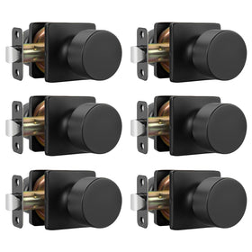Goldenwarm matte black closet door knobs front view, ideal for hallway use.