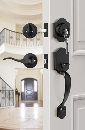 Goldenwarm matte black exterior hardware complements modern home aesthetics.