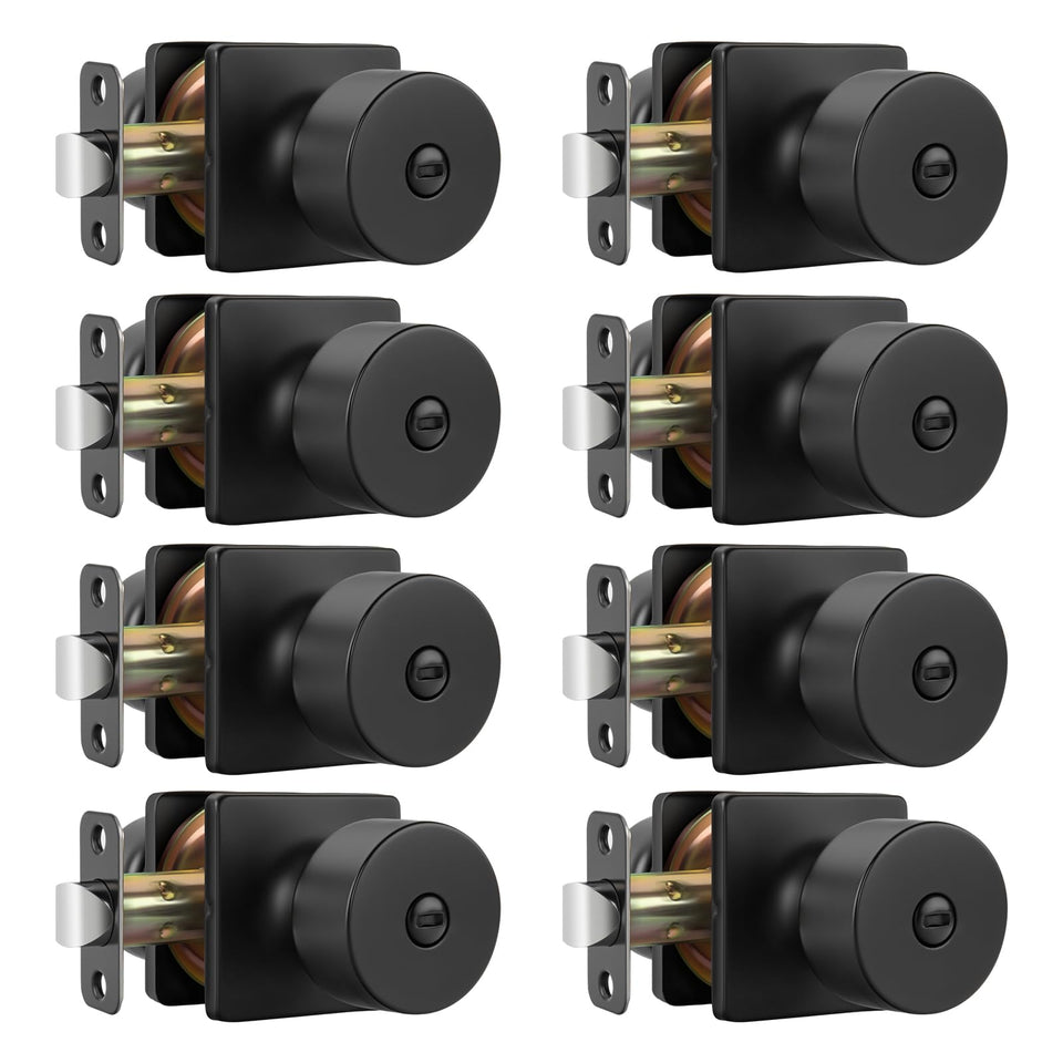 Goldenwarm matte black door knob front view for bedroom privacy.