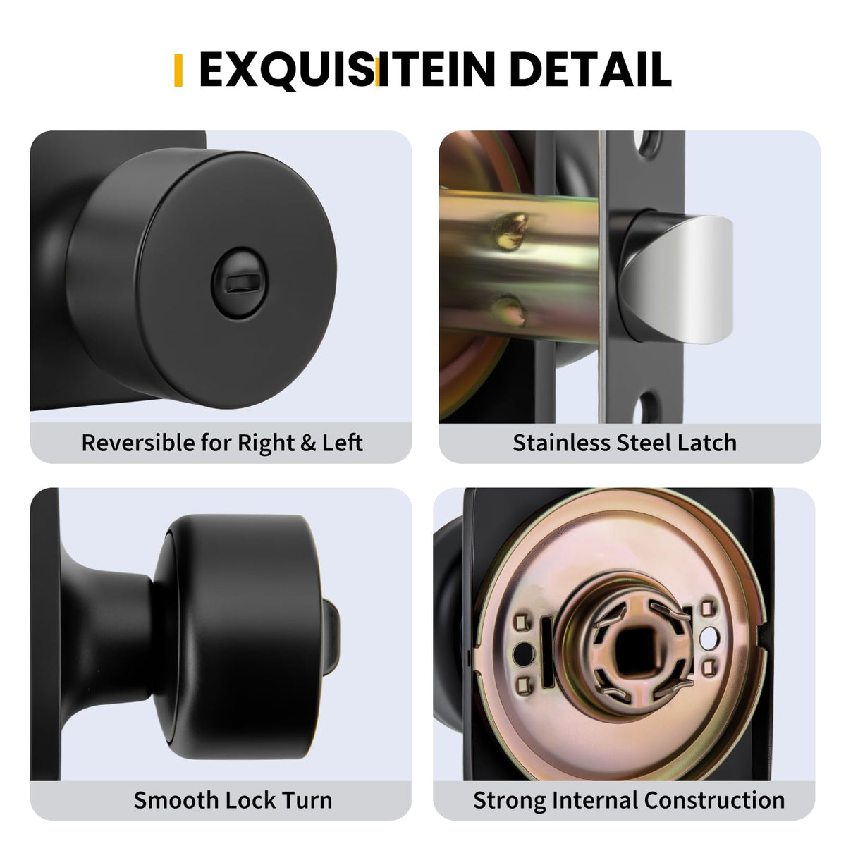 Goldenwarm interior latch with turn button for inside locking.