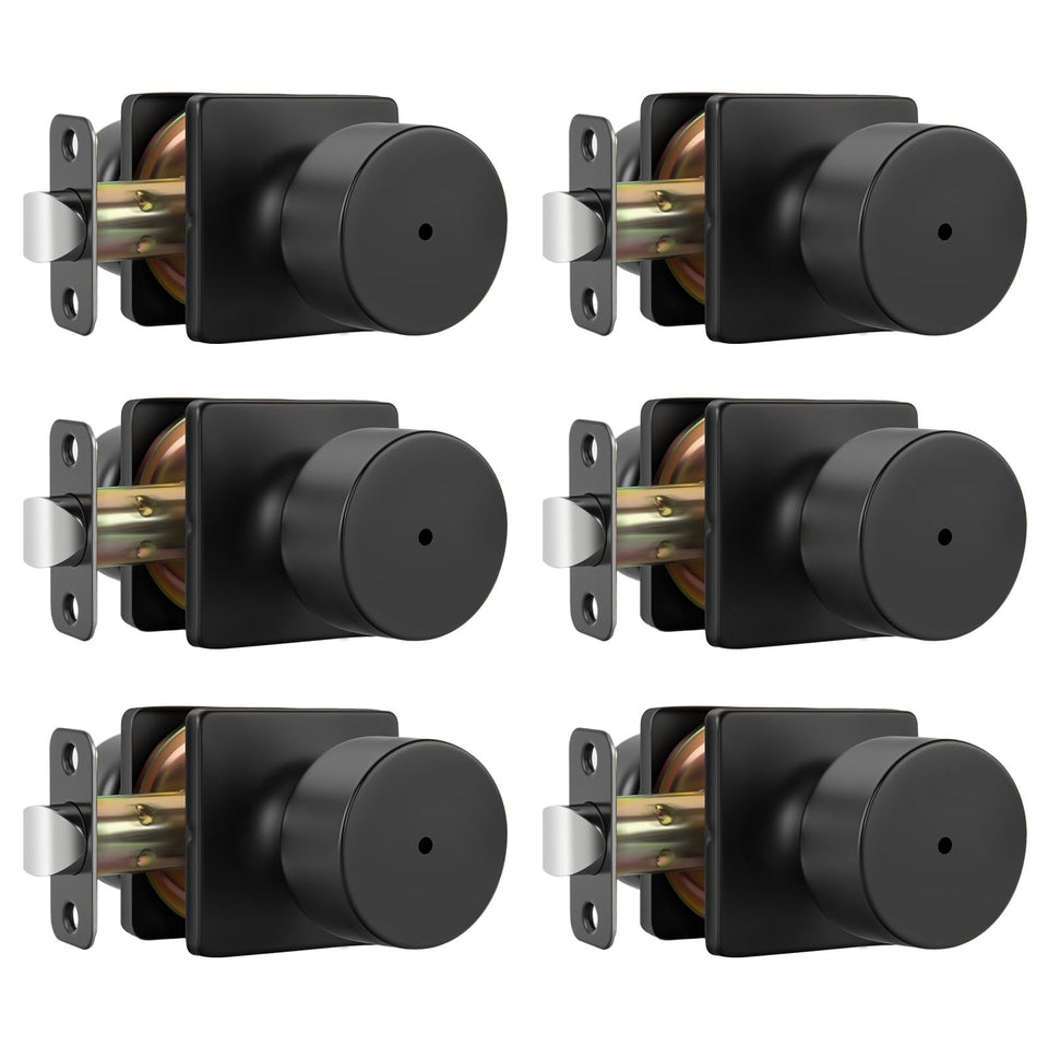 Goldenwarm matte black door knob pack front view for privacy doors