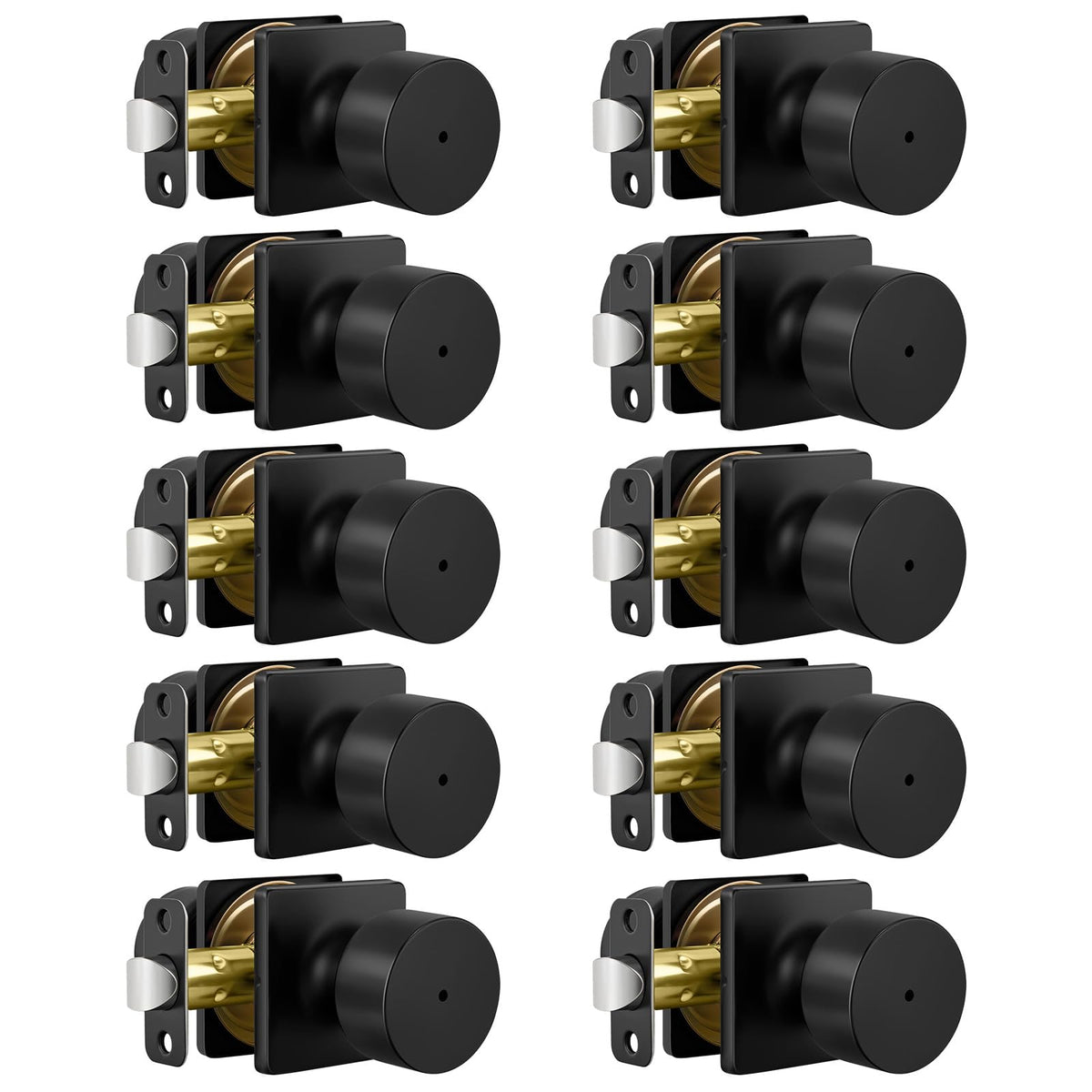Goldenwarm matte black door knobs 10-pack for quick privacy upgrade in homes.