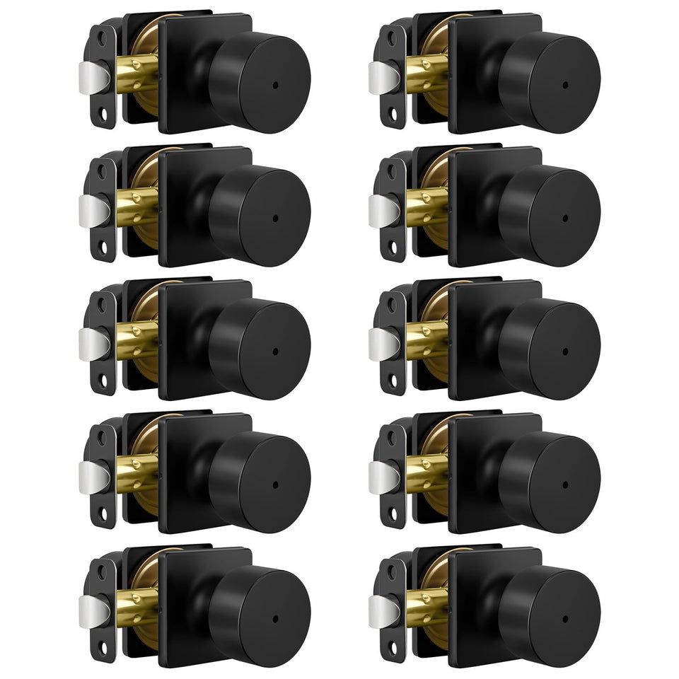 Goldenwarm matte black door knobs 10-pack for quick privacy upgrade in homes.