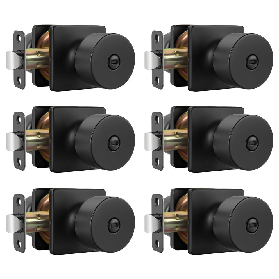 Goldenwarm matte black interior door knob with privacy lock for bedroom privacy.