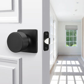 Goldenwarm matte black passage knob installation on interior door for easy setup