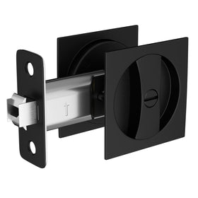 Goldenwarm matte black pocket door lock front view for interior privacy.