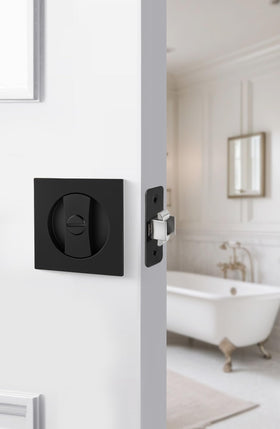 Goldenwarm reversible left-right design pocket door lock enables flexible door swings.