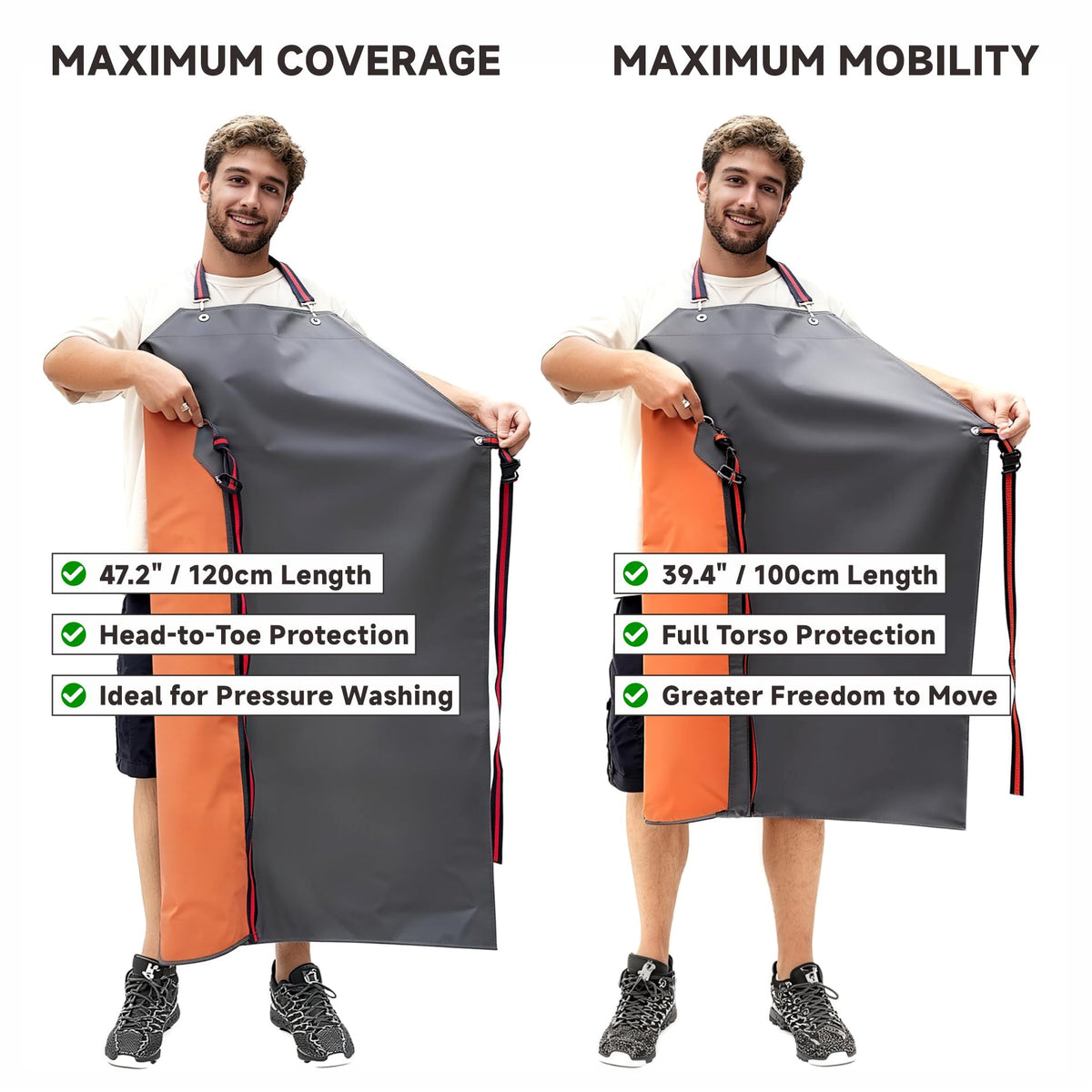 GoldPig thick rubber apron supports dishwashing and butcher tasks with durable protection.