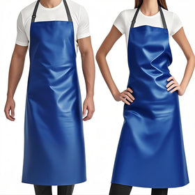 GoldPig waterproof apron blue front view protects clothes during grilling and cooking