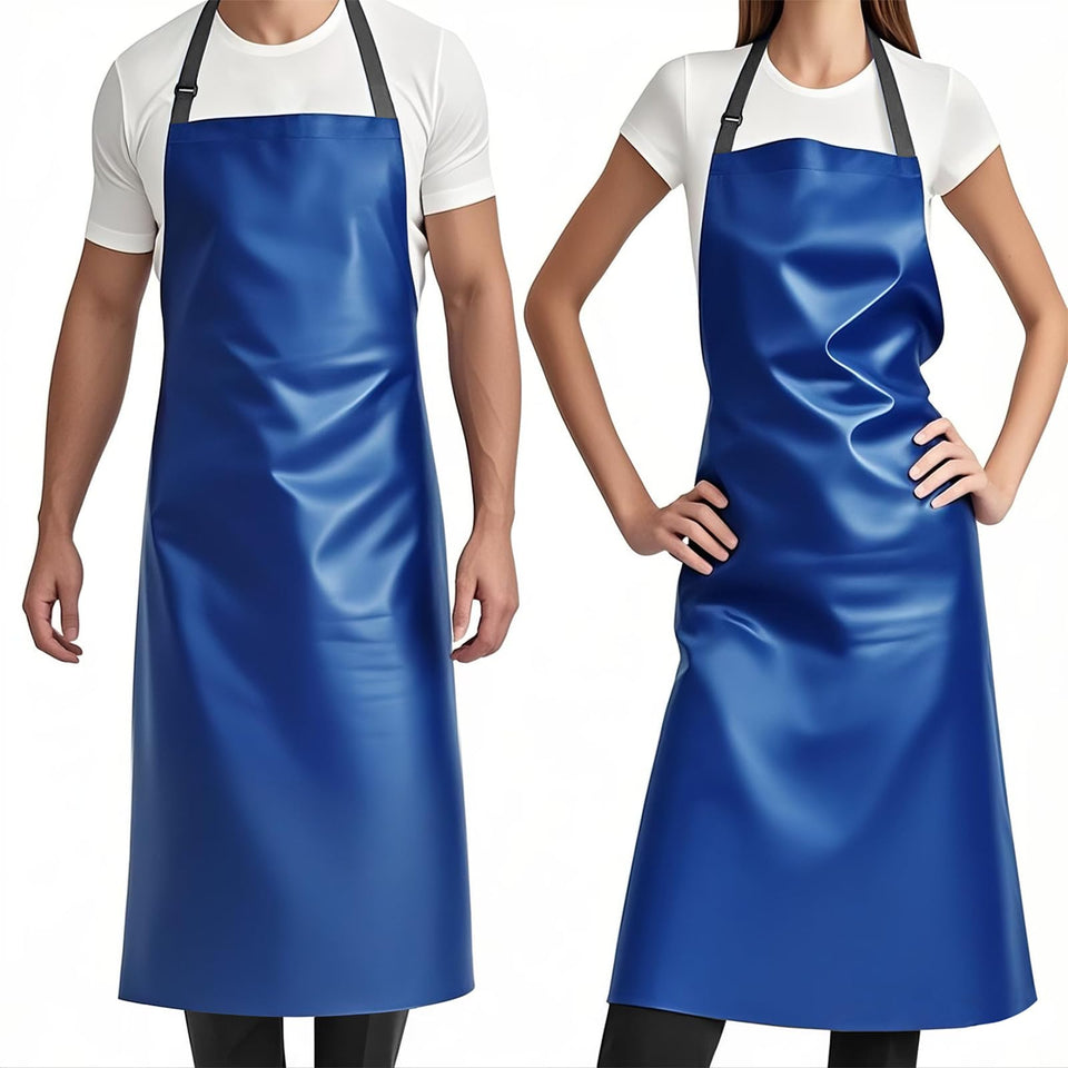GoldPig waterproof apron blue front view protects clothes during grilling and cooking