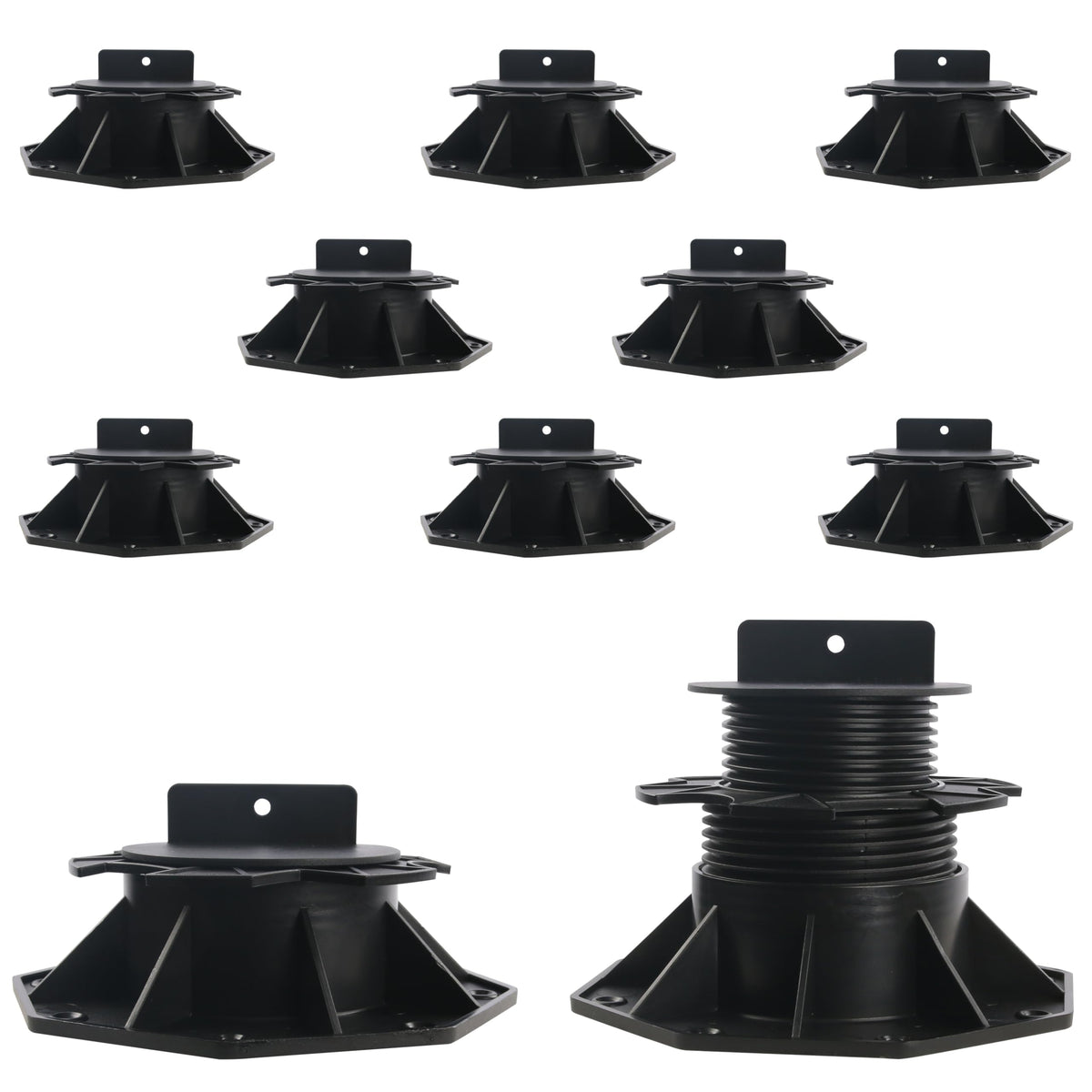 Goldshire adjustable deck support pedestal demonstrates height-adjustable foundation for level outdoor decks
