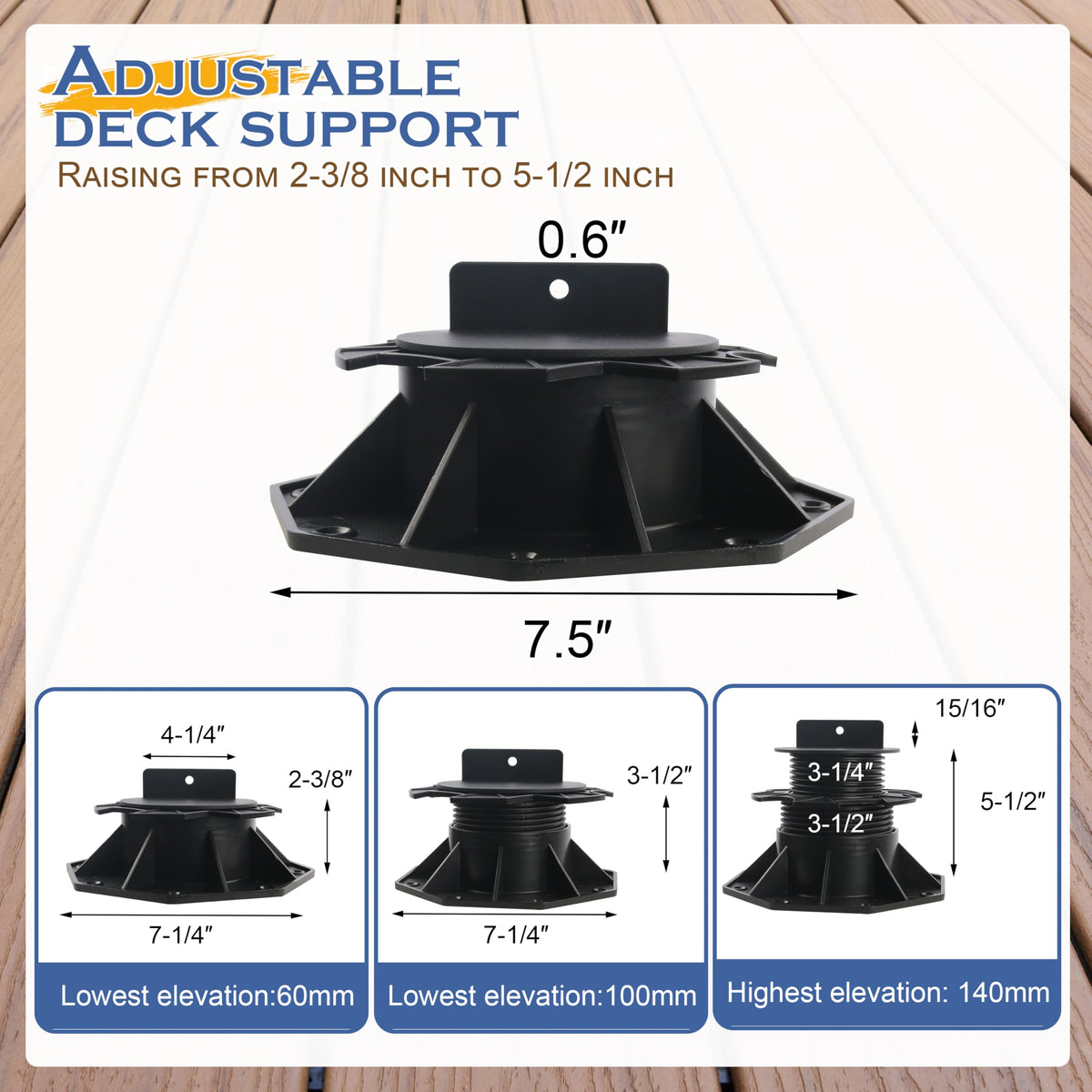 Goldshire pedestals under a deck provide drainage and airflow