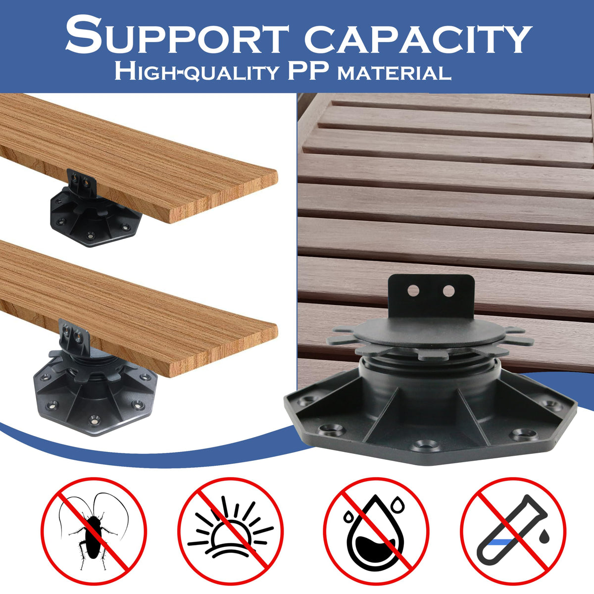 Goldshire deck pedestal high load capacity supports sturdy outdoor decks