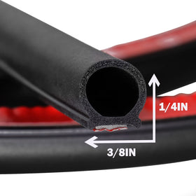 GoldWheel D-Shape weather strip stretched along curved door edge for a tight seal.