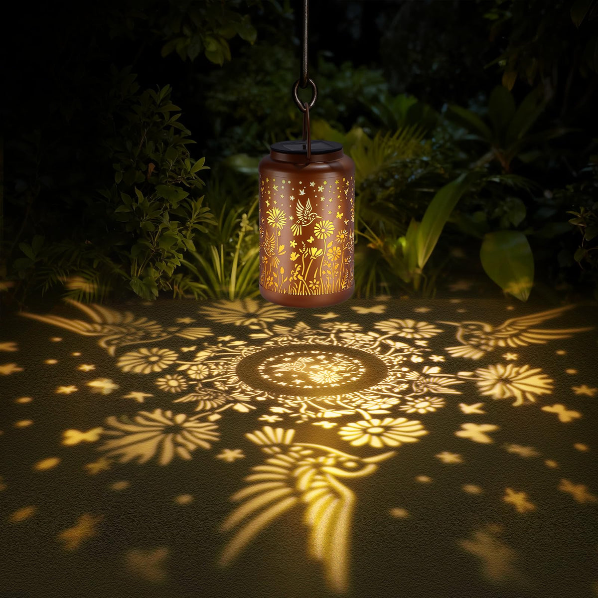GOLFOEE lantern can hang or stand, ideal for patios and pathways.