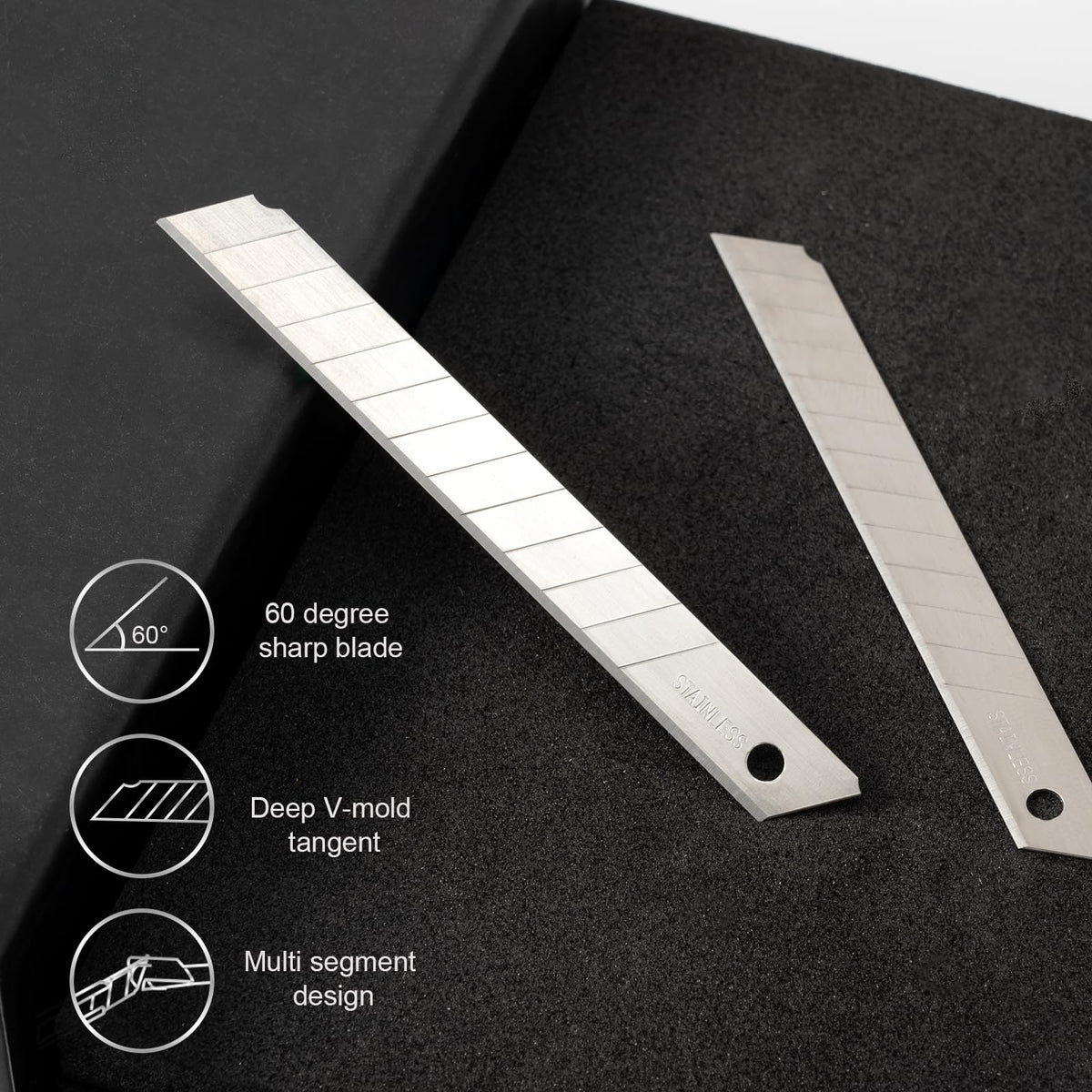 Gomake stainless steel blade edge shows a sharp, precise cut.