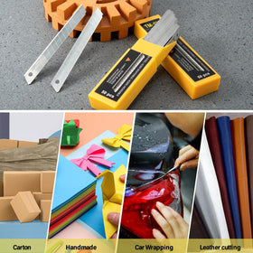 Snap-off design maintains sharpness between uses with Gomake blades.