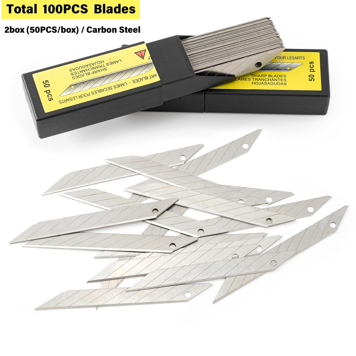 Gomake hard plastic case keeps blades organized.
