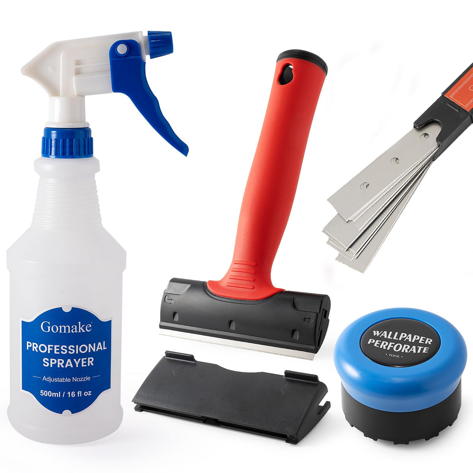Gomake wallpaper remove tool set with perforating scoring tool for easy wall prep.