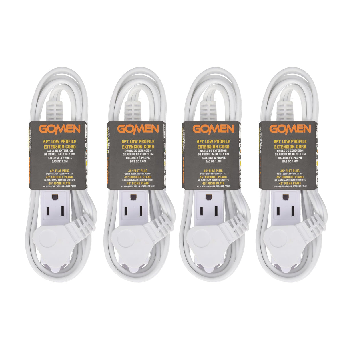 GOMEN 6ft indoor extension cord with three outlets for versatile home power