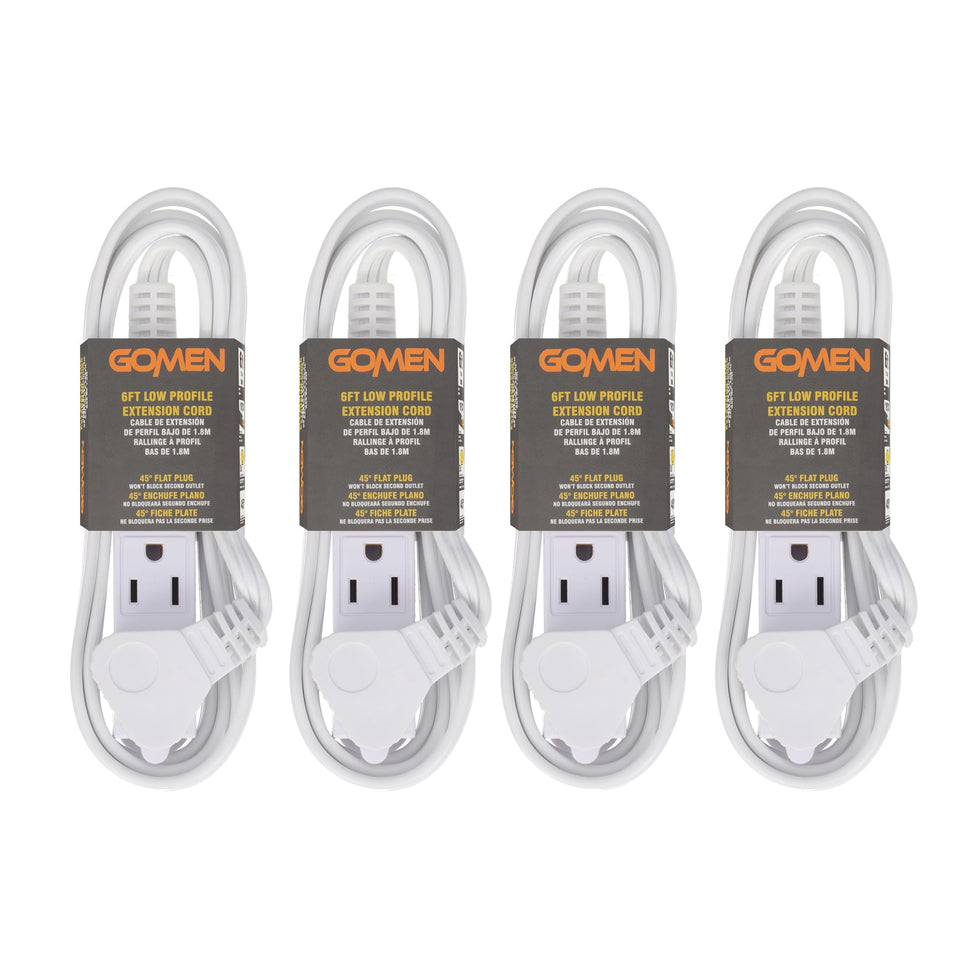 GOMEN 6ft indoor extension cord with three outlets for versatile home power