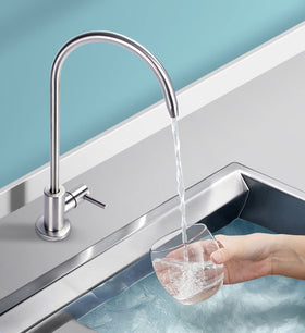 Gonabos lead-free kitchen faucet closeup ensuring safe filtered water.