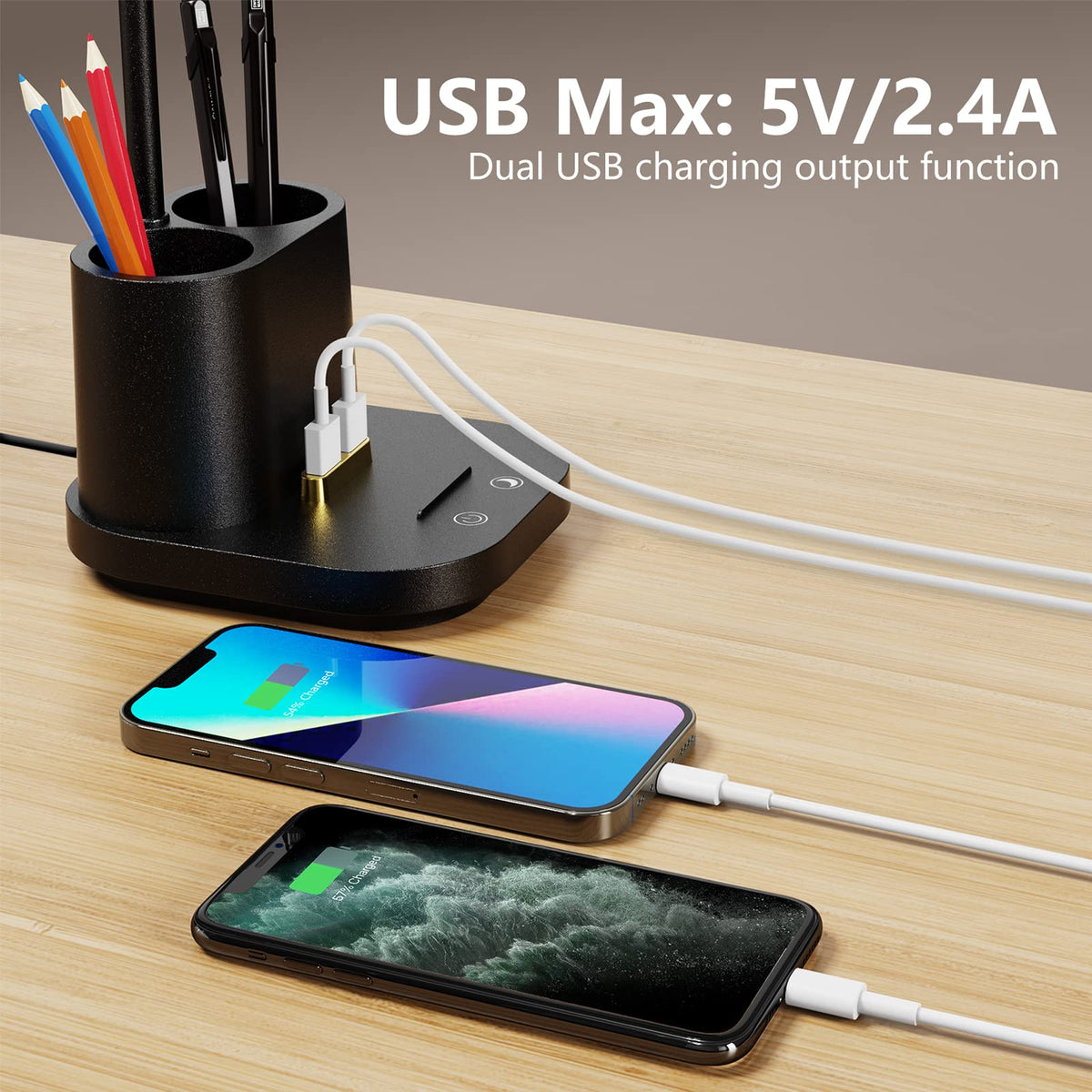 GONDSILY desk lamp with phone stand keeps devices within reach