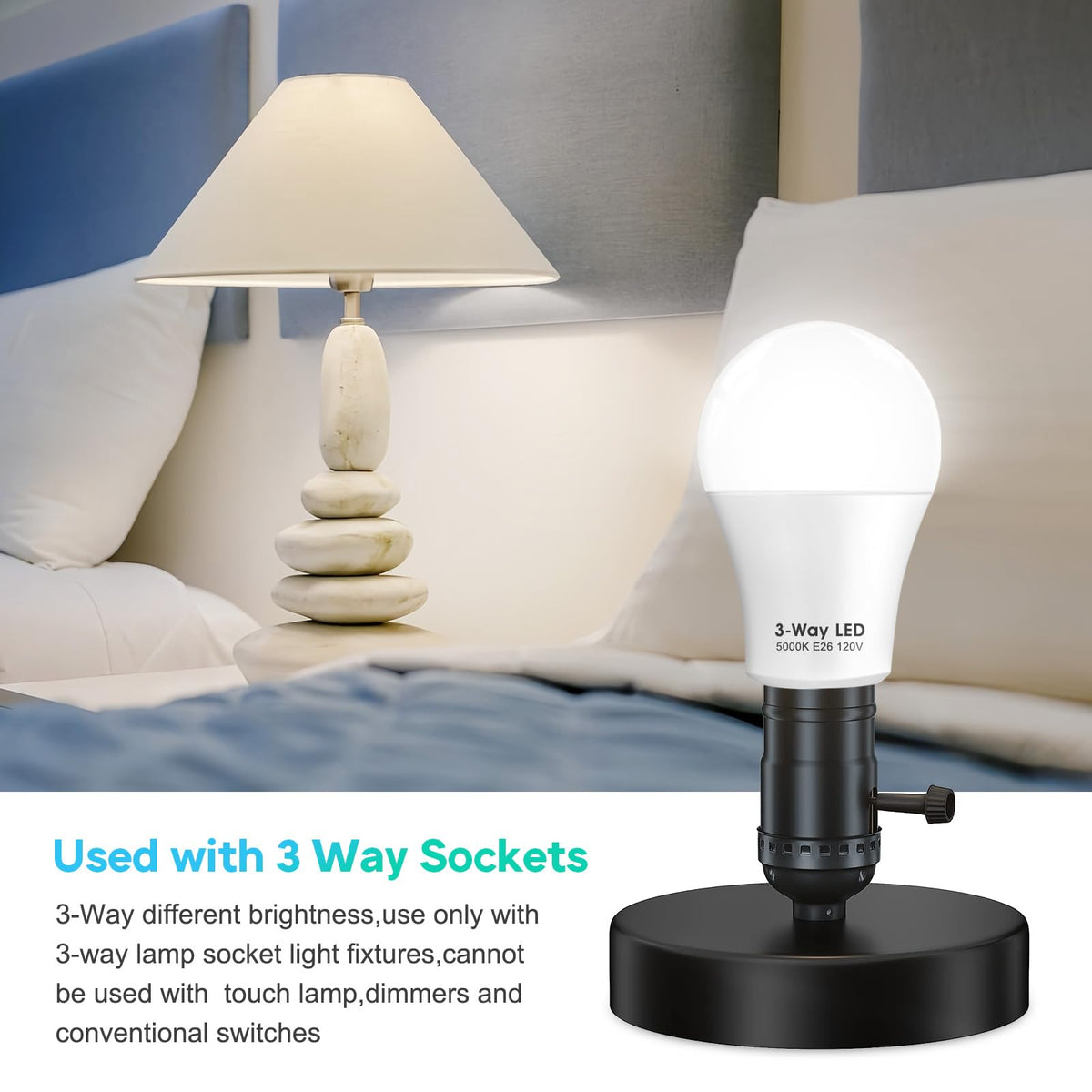 Gonhom 3 Way LED bulbs 50W-equivalent brightness for general use