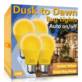Gonhom Dusk-to-Dawn amber bug light 4-pack creates a calmer outdoor evening ambiance