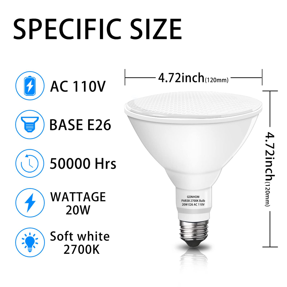 Gonhom E26 base outdoor flood light easy installation in any porch or garage.