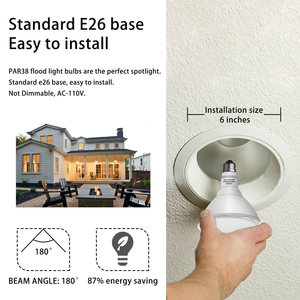 Gonhom long life flood light lasts up to 25,000 hours for steady outdoor lighting.