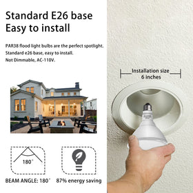 Gonhom long life flood light lasts up to 25,000 hours for steady outdoor lighting.