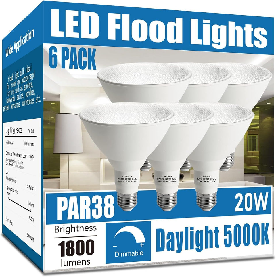 Gonhom Par38 flood light bulb pack for quick outdoor lighting upgrades.