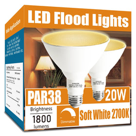 Gonhom Par38 LED flood light bulb for outdoor spaces provides broad, reliable illumination.
